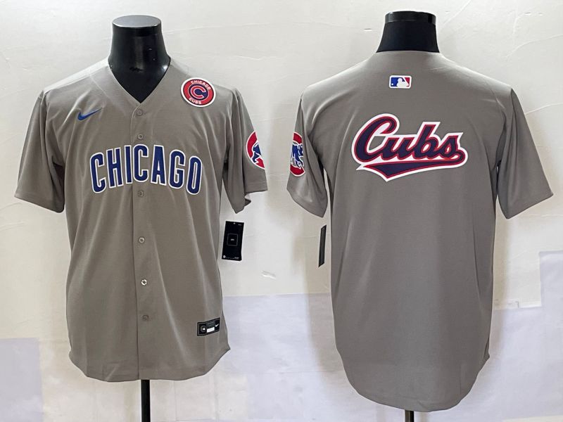 Men 2025 Chicago Cubs Blank Grey Game Nike MLB Jersey style 37->chicago cubs->MLB Jersey